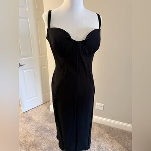 TA3 Seamed Lushy Midi Dress Black Corset Shapewear Bodycon Like New